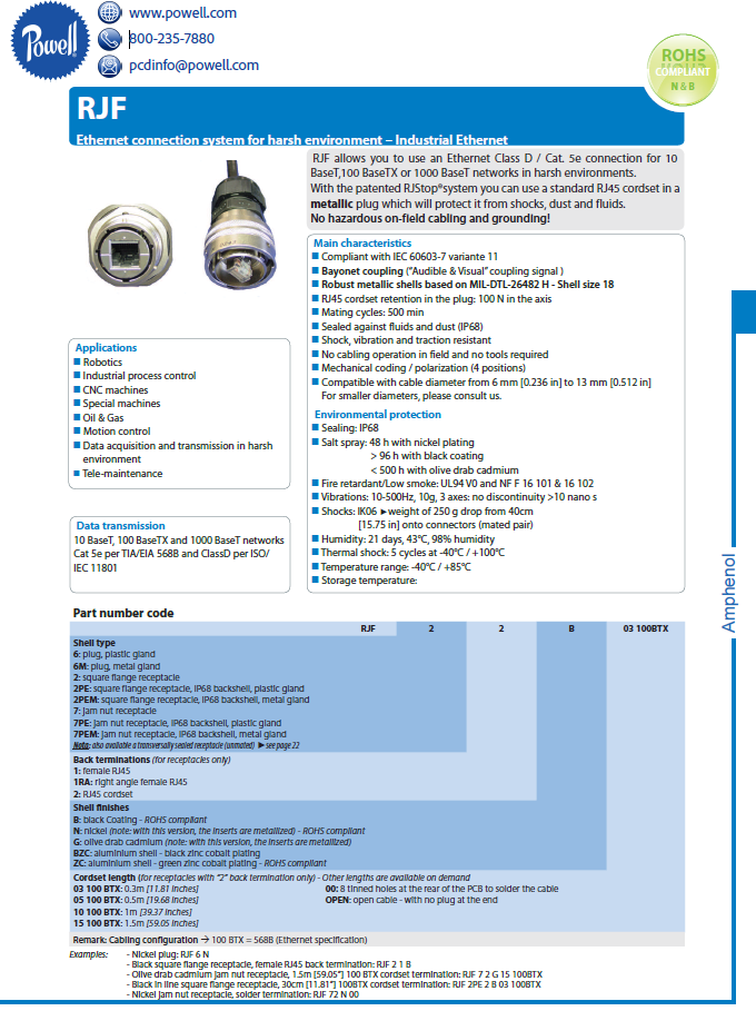 Amphenol PCD Authorized Distributor Powell Electronics